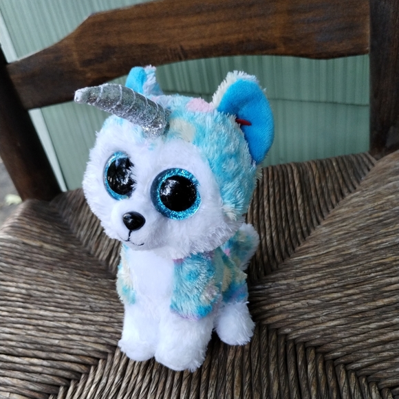 โ2021 TY Beanie Boos 7" HELENA Unicorn Husky Dog Animal Plush Toy wide eye plush - Picture 2 of 13